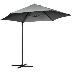 8.5FT Outdoor Cantilever Roma Parasol with 360° Rotation and Cross Base, Offset Patio Umbrella for Garden, Dark Grey