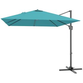 8'x8' Square Patio Hanging Offset Umbrella, Outdoor Cantilever Parasol w/ Cross Base, Blue