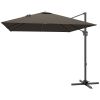 8'x8' Square Patio Hanging Offset Umbrella, Outdoor Cantilever Parasol w/ Cross Base, Tan
