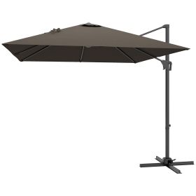 8'x8' Square Patio Hanging Offset Umbrella, Outdoor Cantilever Parasol w/ Cross Base, Tan