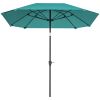 7.6FT Aluminum Patio Umbrella Parasol 8 Ribs Outdoor Market Umbrella with Crank, Push Button Tilt for Deck, Backyard and Lawn, Sky Blue