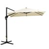8'x8' Square Patio Hanging Offset Umbrella, Outdoor Cantilever Parasol w/ Cross Base, Cream White