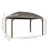 10' x 13' Hardtop Gazebo with Curtains and Netting, Outdoor Pavilion Gazebo with Top Hook, Ceiling Hook, for Garden, Brown