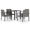 Dining Set Grey Poly rattan 5 Piece Set Light Weight Dining Set