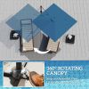 8'x8' Square Patio Hanging Offset Umbrella, Outdoor Cantilever Parasol w/ Cross Base, Navy Blue