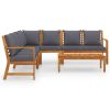 Garden Lounge Set Dark grey Solid acacia wood Medium Modular