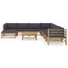 Garden Lounge Set Dark Grey, Bamboo Bamboo, 100% Polyester