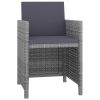 Garden Dining Set Grey PE Rattan, Glass, Powder-Coated Steel Medium