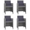 Garden Dining Set Grey PE Rattan, Glass, Powder-Coated Steel Medium