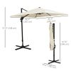 8'x8' Square Patio Hanging Offset Umbrella, Outdoor Cantilever Parasol w/ Cross Base, Cream White