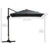 8'x8' Square Patio Hanging Offset Umbrella, Outdoor Cantilever Parasol w/ Cross Base, Dark Grey