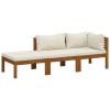 Garden Lounge Set Cream Solid acacia wood, fabric (100% polyester)