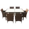 Outdoor Furniture Set Brown PE Rattan 7 Piece Seats Many