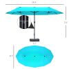 Patio Umbrella, 15' Steel Rectangular Outdoor Double Sided Market Umbrella with Base, Sun Protection & Easy Crank, Blue