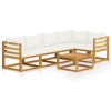 Garden Lounge Set Cream Solid acacia wood with an oil finish