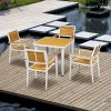 5-Piece Patio Dining Set Yellow Aluminum Outdoor Furniture with HDPE Materials Umbrella Hole for Garden