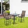 Rotating Bar Stools with Armrests, High-Grade Sling & Steel Frame for Patio