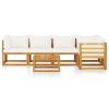 Garden Lounge Set Cream Solid acacia wood with an oil finish