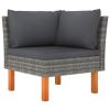 Garden Lounge Set Grey PE rattan Compact Removable Covers