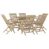 Garden Dining Set Grey Solid teak wood Medium Foldable