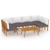 Garden Lounge Set Dark Grey Solid Acacia wood 7 Piece Set Modular