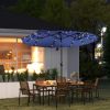 Double-sided Patio Umbrella, 9.7' Outdoor Umbrella with Tilt and Crank, LED Solar Light and 12 Ribs, Navy Blue