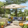 10 ft Offset Umbrella, with Easy Crank and Stable Base for Patio Living Spaces,Tan