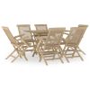 Garden Dining Set Grey Solid teak wood Medium Foldable