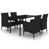 Garden Dining Set Black PE rattan Medium Durable