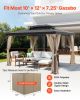 VEVOR Gazebo Curtains Outdoor, 12' x 10' x 7.3' Gazebos, 4-Panel Sidewall Gazebo Privacy Curtains with Zippers