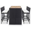 Garden Bar Set Black (Rattan), Cream (Cushions)