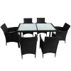 Garden Furniture Set Black PE Rattan Medium Removable Covers