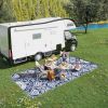 RV Patio Carpet 9 x 18 ft Outdoor Mat with Bag Blue White Design