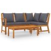 Garden Lounge Set Dark grey, Wood Solid Acacia wood, Polyester