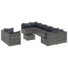 Patio Sofa Set Set of 9 Grey PE rattan, Powder-coated steel Large