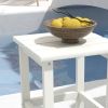 Adirondack Side Table, Square Patio End Table, Weather Resistant 15" Outdoor HDPE Table for Porch, Pool, Balcony, White