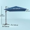 8'x8' Square Patio Hanging Offset Umbrella, Outdoor Cantilever Parasol w/ Cross Base, Navy Blue