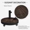 20.5" Round Parasol Base Resin Patio Umbrella Base Garden Parasol Holder Outdoor Offset Weight Stand with Wheels Bronze