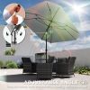 7.6FT Aluminum Patio Umbrella Parasol 8 Ribs Outdoor Market Umbrella with Crank, Push Button Tilt for Deck, Backyard and Lawn, Light Grey