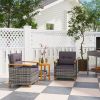 Outdoor Bistro Set Wicker Patio Furniture with Cushions, for Porch, Backyard, Garden, Gray