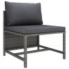Garden Sofa Set Gray PE rattan, steel Compact Modular