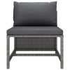 Garden Sofa Set Gray PE rattan, steel Compact Modular