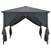 Gazebo with Curtain Aluminum 9.8'x9.8' Black