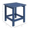 Patio Side Table, 15" Square Outdoor End Table, HDPE Plastic Tea Table for Adirondack Chair, Backyard or Lawn, Blue