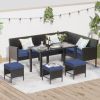 Small space patio furniture 7-piece outdoor furniture set, backyard furniture set, waterproof seat cushion, glass table, space saving