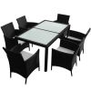 Garden Furniture Set Black PE Rattan Medium Removable Covers
