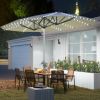 15ft Double-Sided Outdoor Umbrella with Solar Lights, UPF50+ Extra Large Aluminum Patio Umbrella with Crank, Cream White