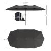 13 ft. Extra Large Patio Umbrella with Easy Crank Handle, Vents for Outdoor, Patio, UPF30+, Dark Gray