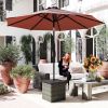 Outsunny Wicker Side Table with 1.5" Umbrella Hole, Square Outdoor End Table with UV-Resistant Frame, Storage Space, Mixed-Gray