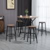 5-Piece Dining Set Bar Table Chairs Space Saving Black Brown for Pub Kitchen